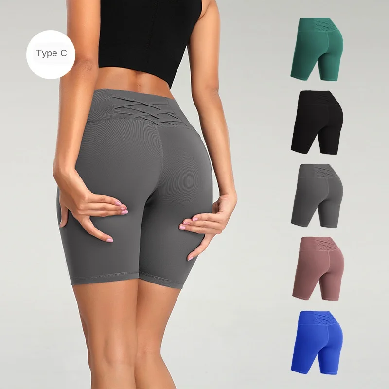 

Summer Running Shorts Women High Waist Push Up Fitness Yoga Shorts With Pockets Running Gym Stretch Sports Short Pants