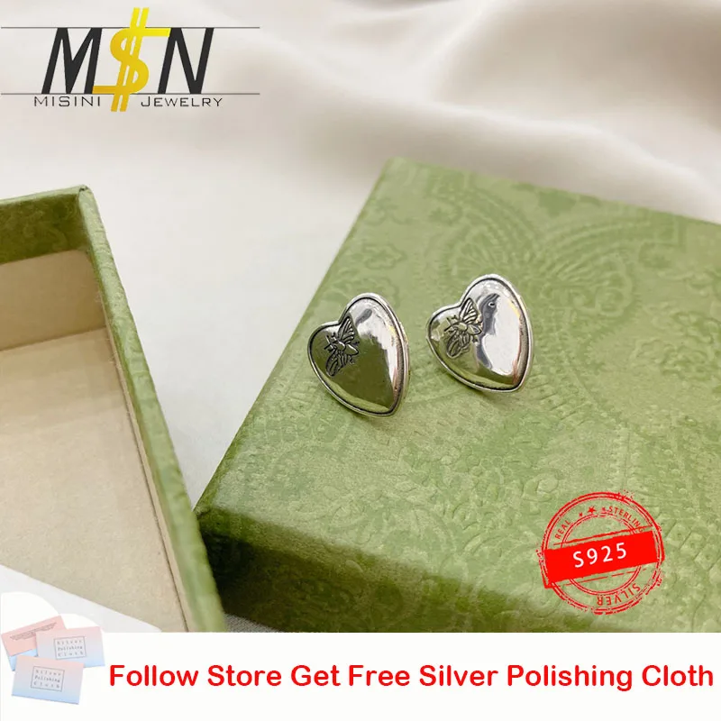

Women Earrings Luxury Jewelry to Attend Party Of Women Fashion Silver S925 Simple Butterfly Heart-shaped Earrings Gift With Logo