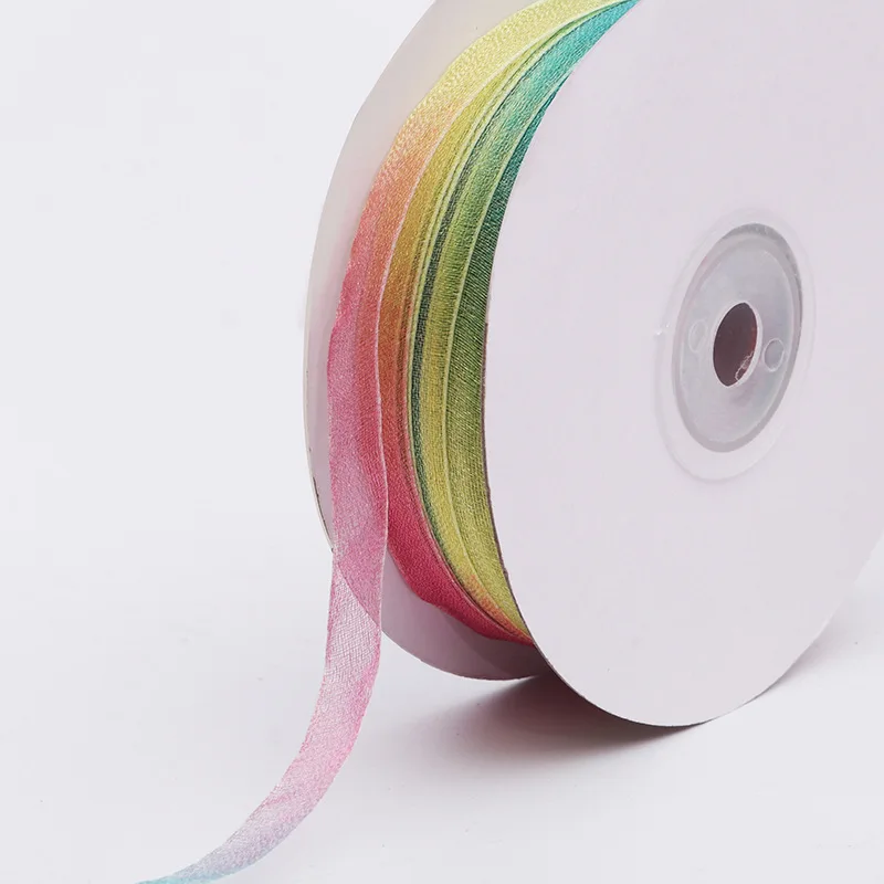 Лента из органзы с градиентом 10 ярдов/партия мм | Дом и сад