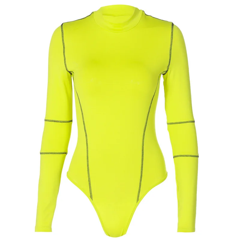 

Women's Romper Top Knitting Solid Color Bodycon Jumpsuit Elastic Casual High Neck Long Sleeves Sexy Fashion Club Party Bodysuit