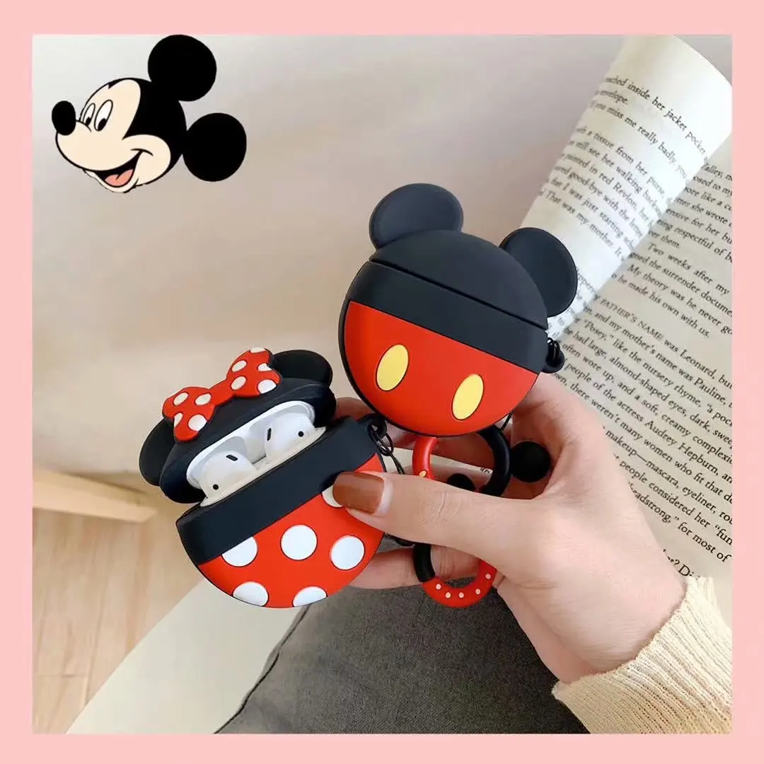 

Disney Mickey Mouse Minnie Cartoon Silicone Bluetooth Headset Protective Case Applicable To AirPods 1/2 Anime Figures Case