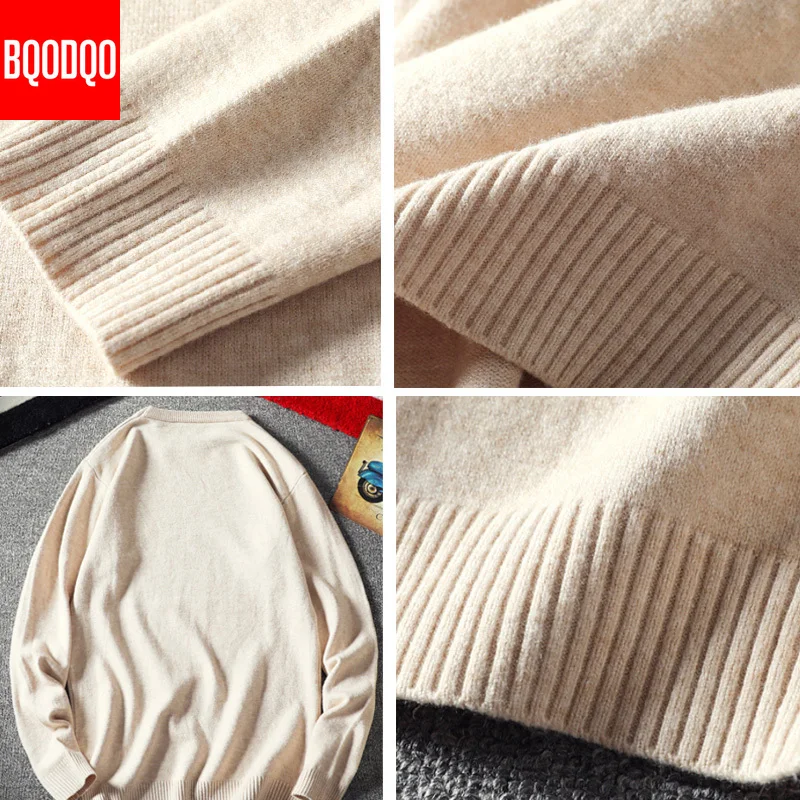 Джемпер мужской флисовый Осень-зима размера плюс вязаный черный | Мужская одежда