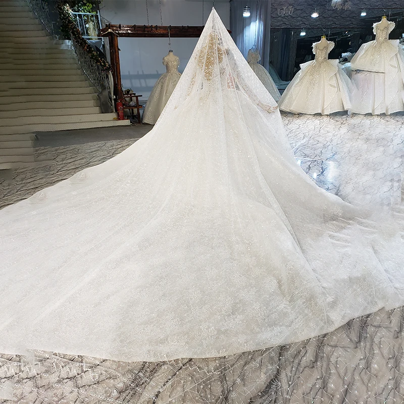 HTL2104 Long Sleeve Luxurious Sweetheart Crystal Beading Sequined Wedding Dress 2021 For Woman Ball Gowns