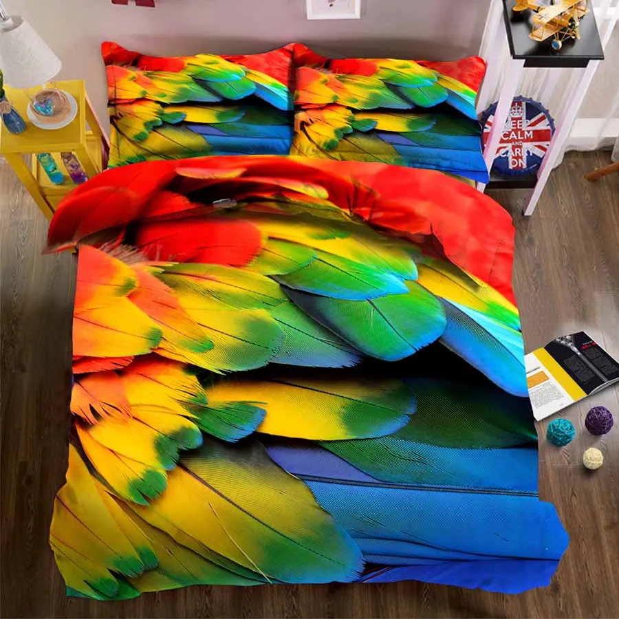 

Cotton Bedding Set luxury Home Textiles 3d reactive print red floral dandelion bed linen 2/3pcs duvet cover set with pillowcase
