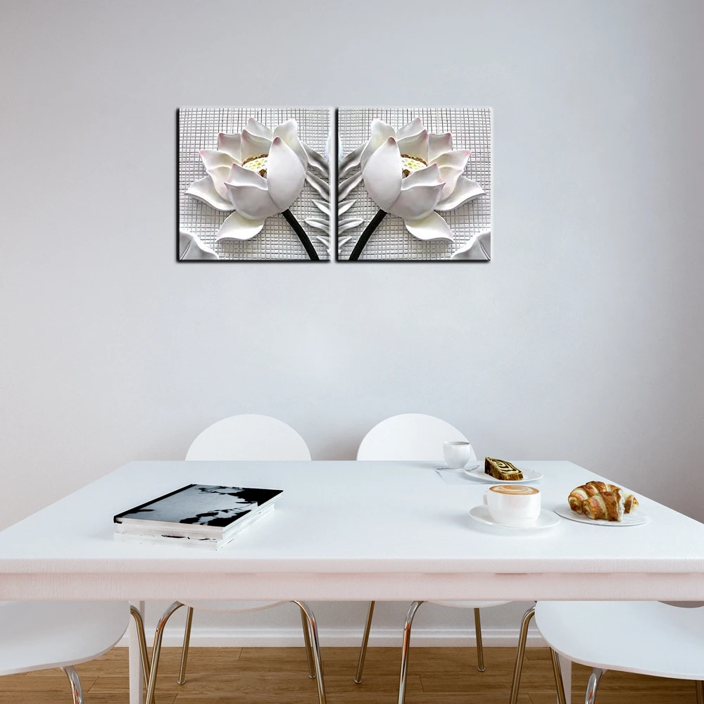 Настенная Картина на холсте с белыми цветами лотоса 2 шт. холст современное