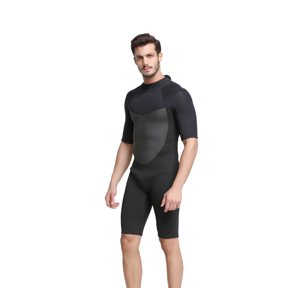 Гидрокостюм мужской SBART 2 мм черный цельный с коротким рукавом для дайвинга |
