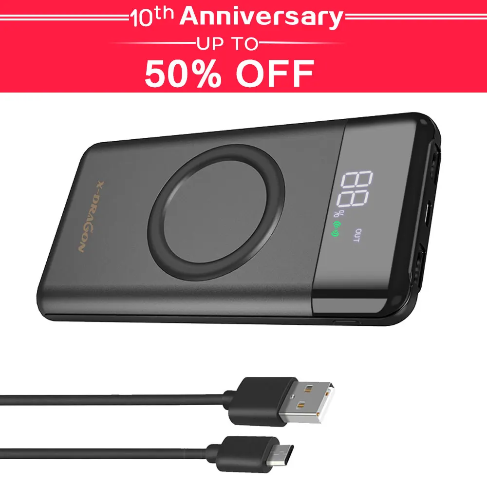Беспроводное зарядное устройство для телефона Внешнее с двойным USB iPhone 11 pro Huawei P30