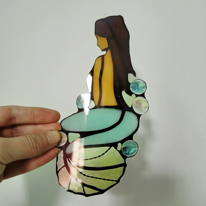 

Cute Hanging Decoration Pendant Wall Art Stained Ornament Window Panel for Home Yard Garden Decoration FBS889