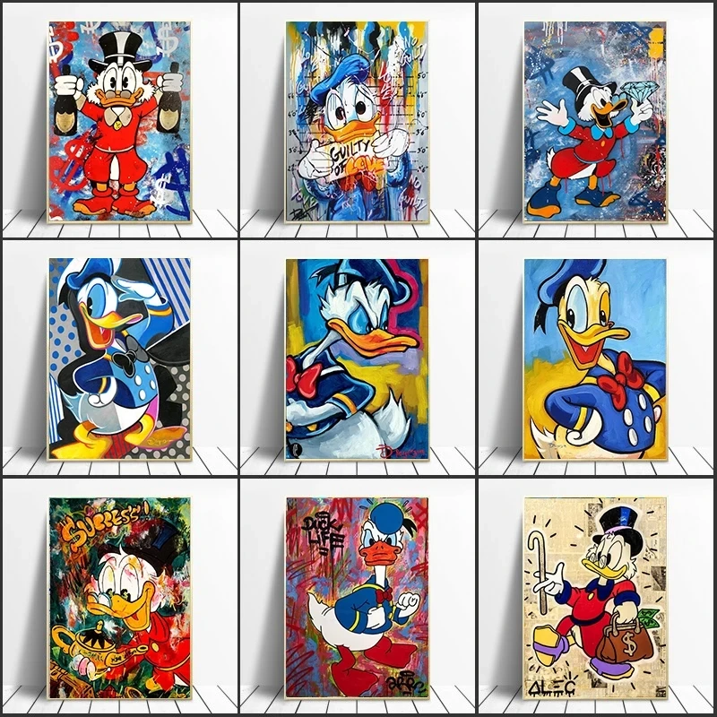 

Graffiti Donald Duck Canvas Prints Paintings Wall Art Funny Disney Posters Modular Pictures For Living Room Modern Home Decor