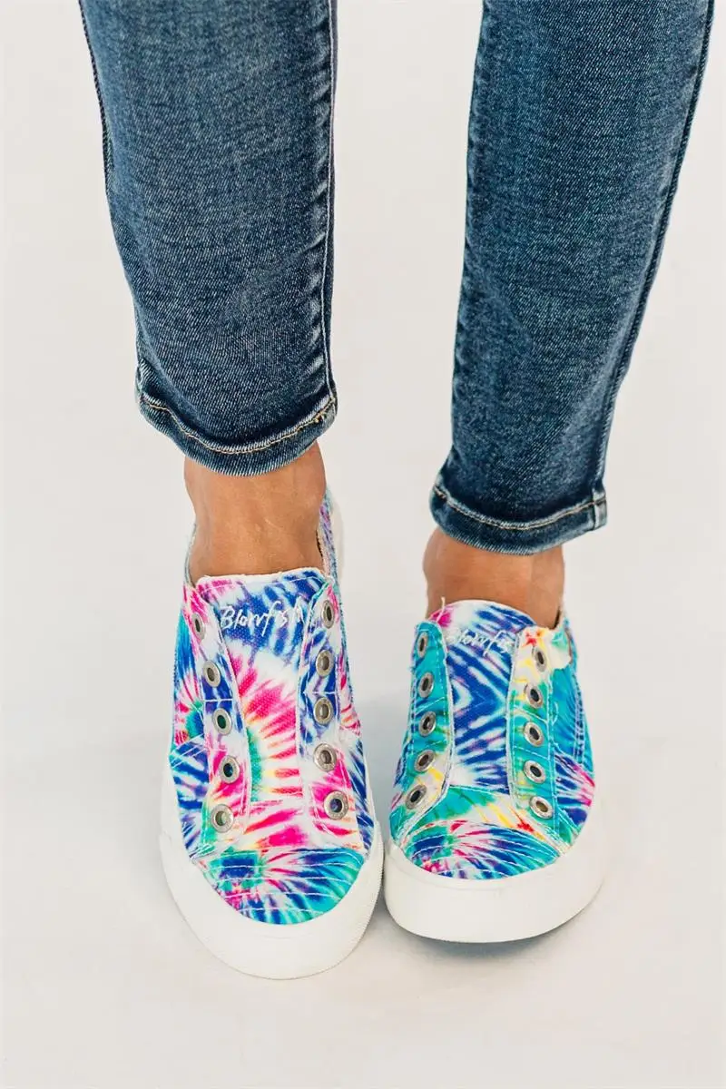 

Women's Handmade Canvas Color Printing Fake Lace-up Flat-heel Non-slip Comfortable and Fashionable Casual Shoes XM144