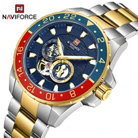 naviforce men full steel mechanical watches man luxury wristwatch 100m waterproof fashion clock with luminous hands reloj hombre