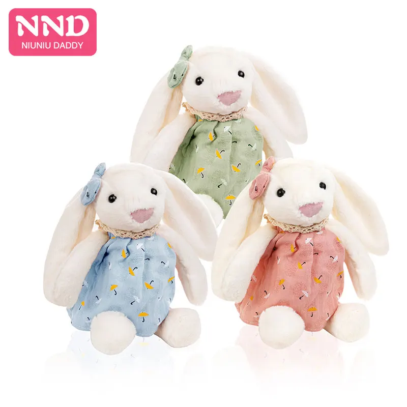 

Niuniu Daddy Stuffed Toys Plush Animals Toy Long Ears Baby Bunny Soft Touching With Clothing Kawaii For Children Girls 3 Colors