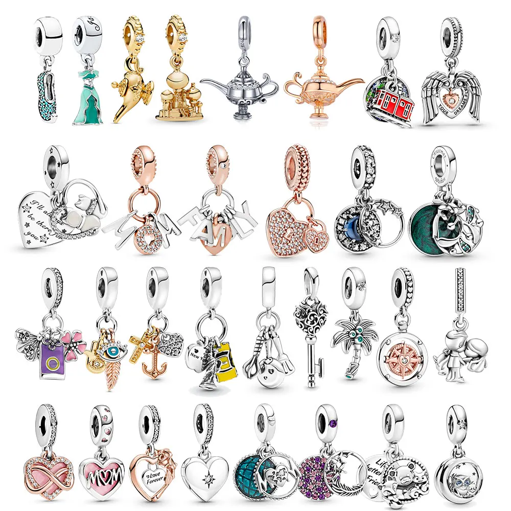 Серебро 925 пробы Aladdin Принцесса Жасмин искусственное и синее эмалированное