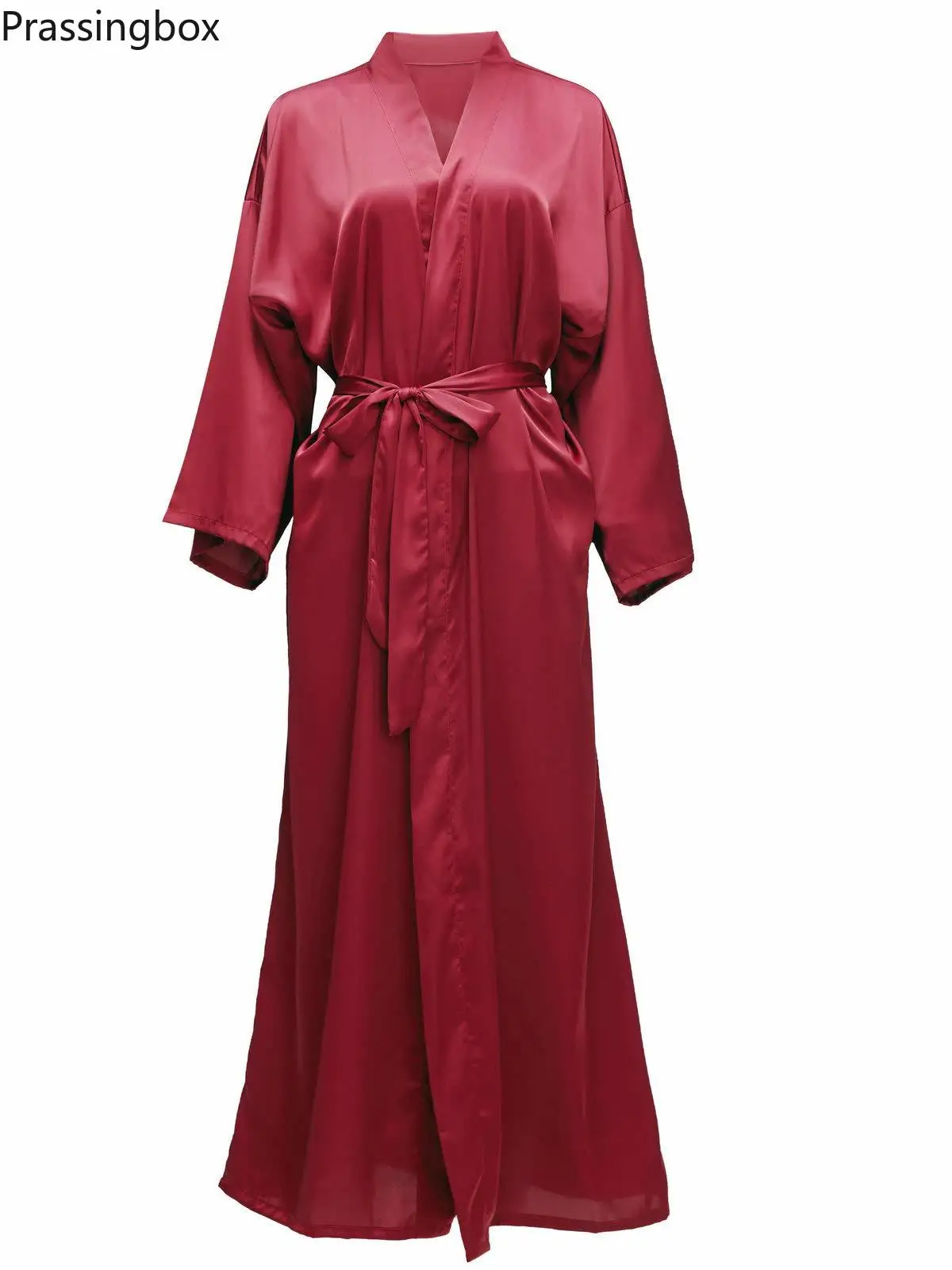 Silk Satin Long  Robes Long Sleeve burgundy Custom Bridesmaid Robes Bride Robe Women Long Wedding Bathrobe and Homewear