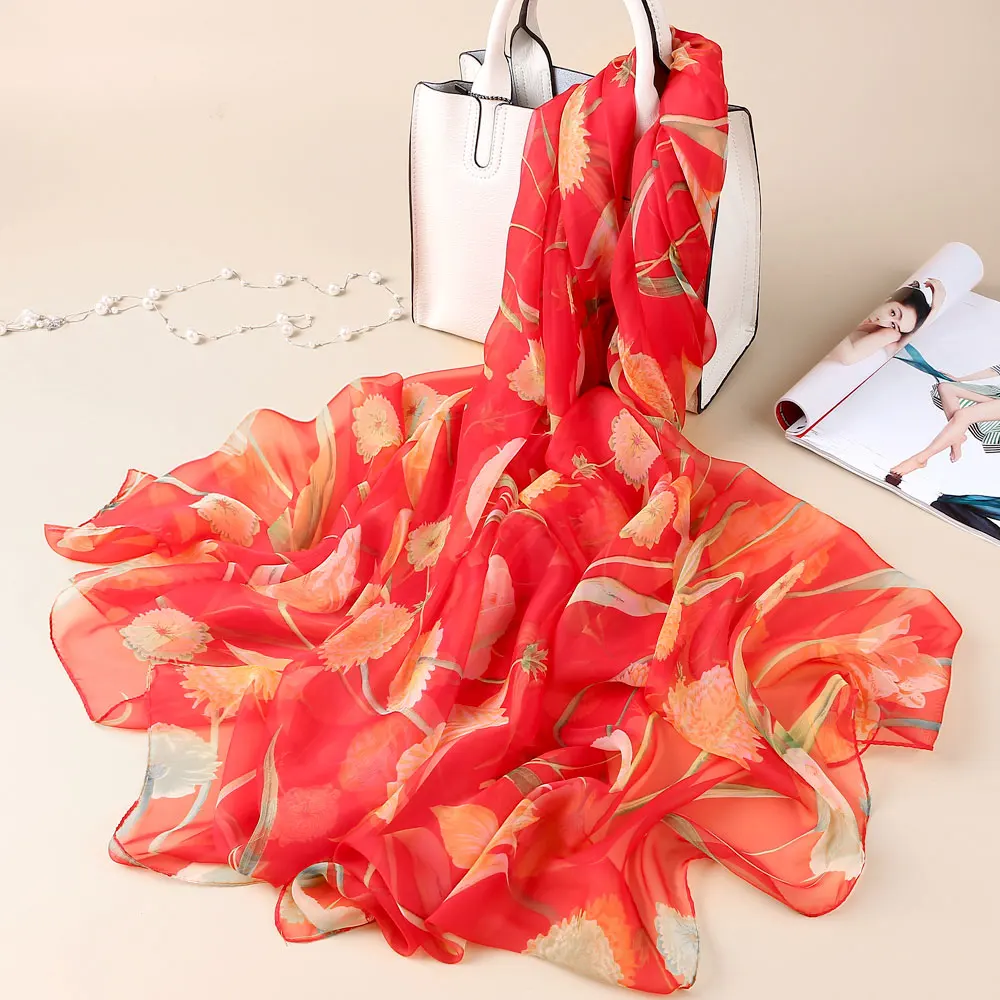 

[VIANOSI] Women's Scarves fashion print silk scarf for ladies large size beach stoles luxury hijabs brand shawl