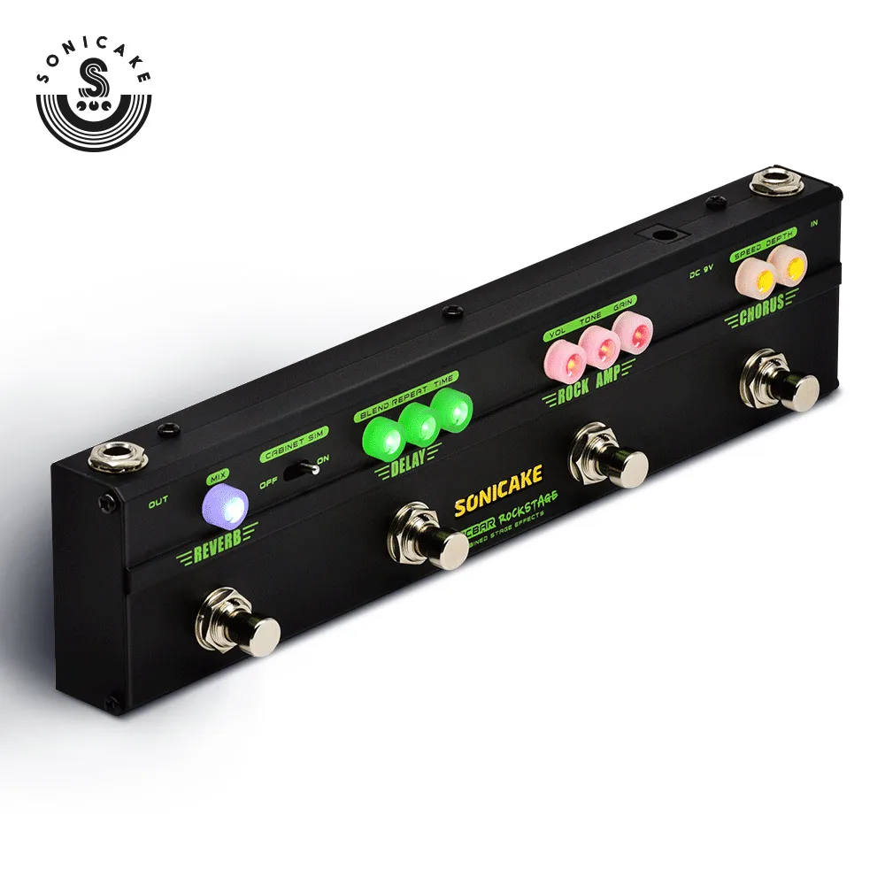 

Sonicake Rock Stage Guitar Multi Effects Pedal Combine Model Chorus Distortion Delay Reverb QCE-10