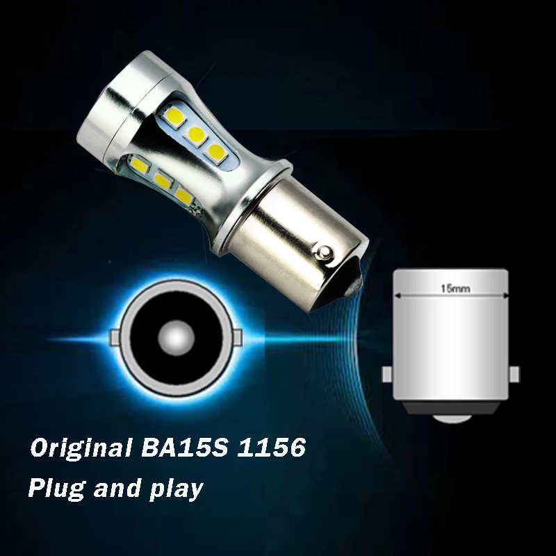 Из 2 предметов ba15s светодиодный 1156 SMD 3030 автомобильный светильник поиска светодиодный P21W S25 автомобиля Автомобильный задний фонарь DRL Белый 12v 24v