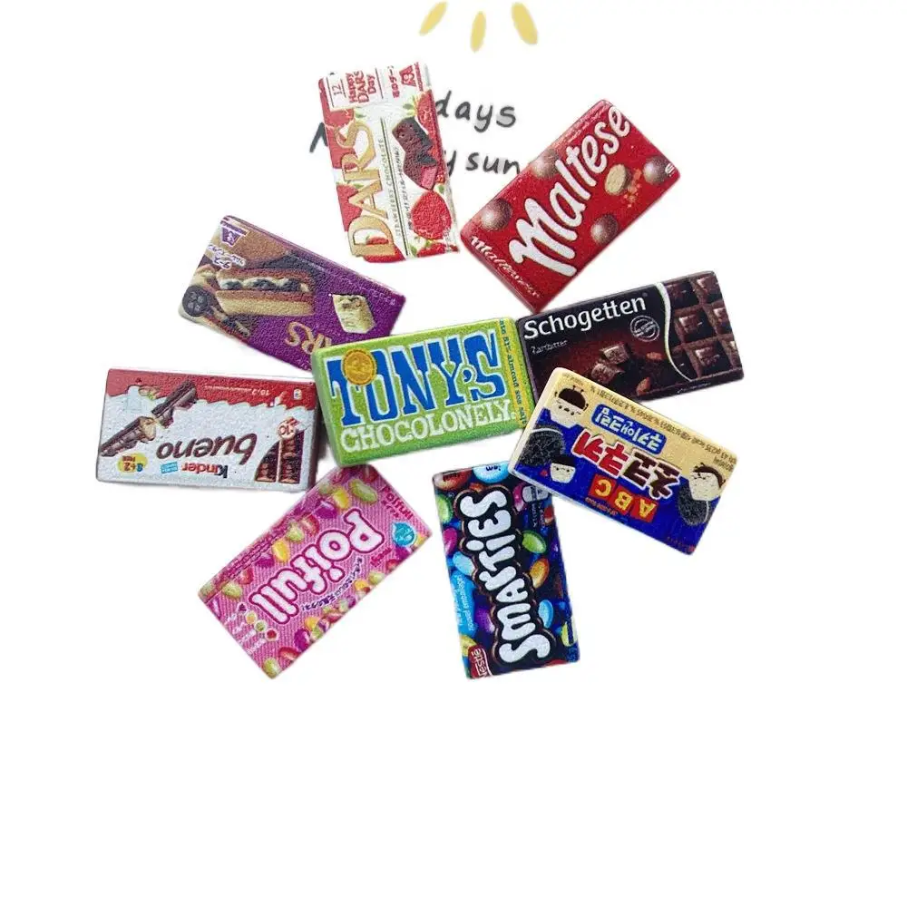 10pcs simulation chocolate candy box flatback resin cabochon kawaii doll house decoration diy scrapbooking crafts accessories free global shipping