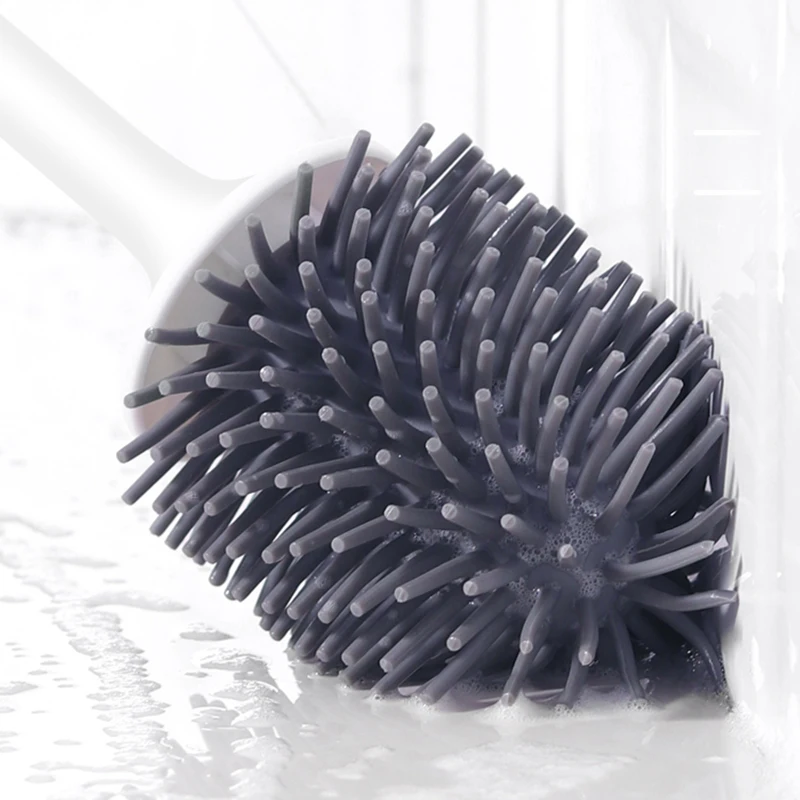

Toilet Brush Soft Bristle Wall-mounted Bathroom Toilet Brush Holder Set Clean Tool Durable ThermoPlastic Rubber