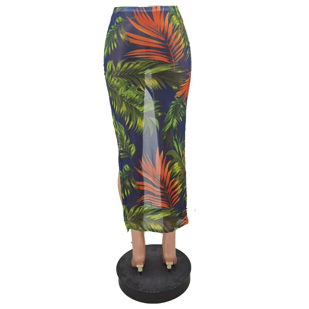 Повседневная летняя Новинка 2021 зеленая сексуальная юбка с вырезами длинная