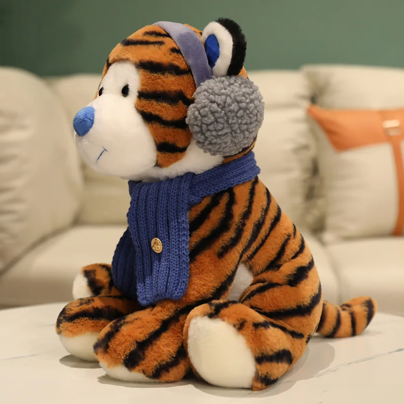 

25/40cm Cute Cartoon Tiger Medal Toy With Headphones Soothing Toy For Children Birthday Gift Room Decoration