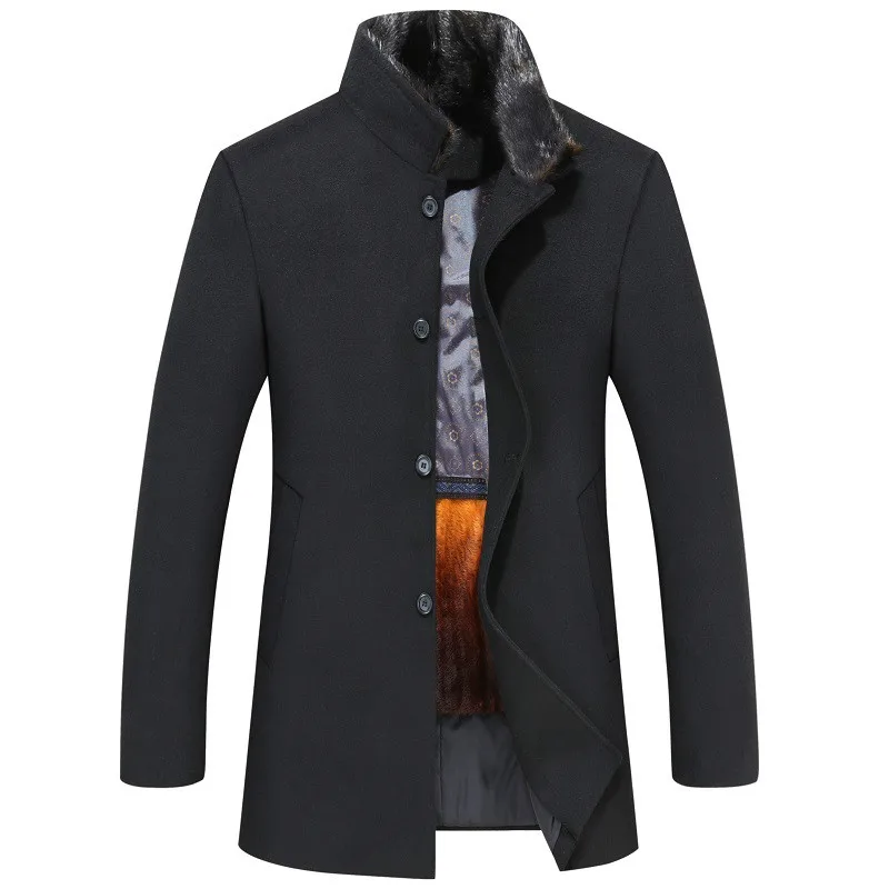 

2020 New Arrival Winter High Quality Wool&fake Fur Liner Trench Coat Men,thicked Wool Jackets,plus-size M-4XL 867 Mens Coat