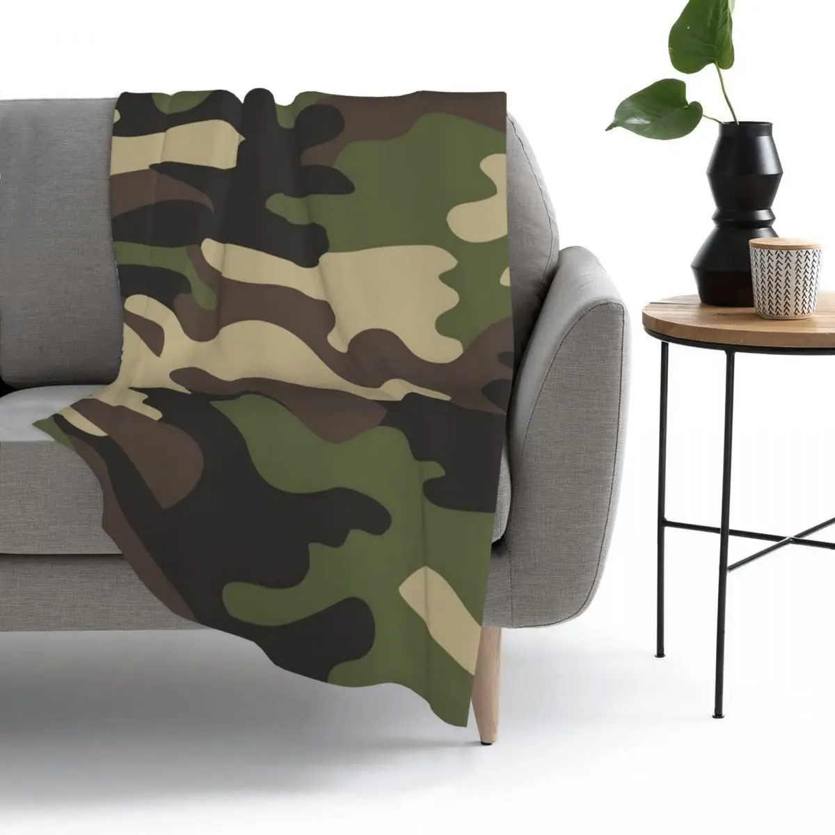 Зеленое камуфляжное зимнее утолщенное одеяло из кораллового флиса бархатное