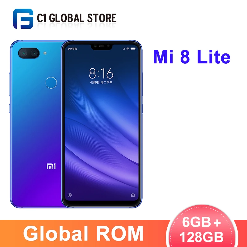 Xiaomi Mi 8 Lite смартфон с восьмиядерным процессором Snapdragon 660 ОЗУ 6 ГБ ПЗУ 128 26 дюйма 19:9 24
