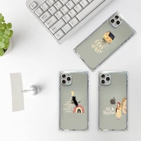 funny cartoon landscape girl phone case for iphone 7 8 11 12 x xs xr mini pro max plus clear square transparent