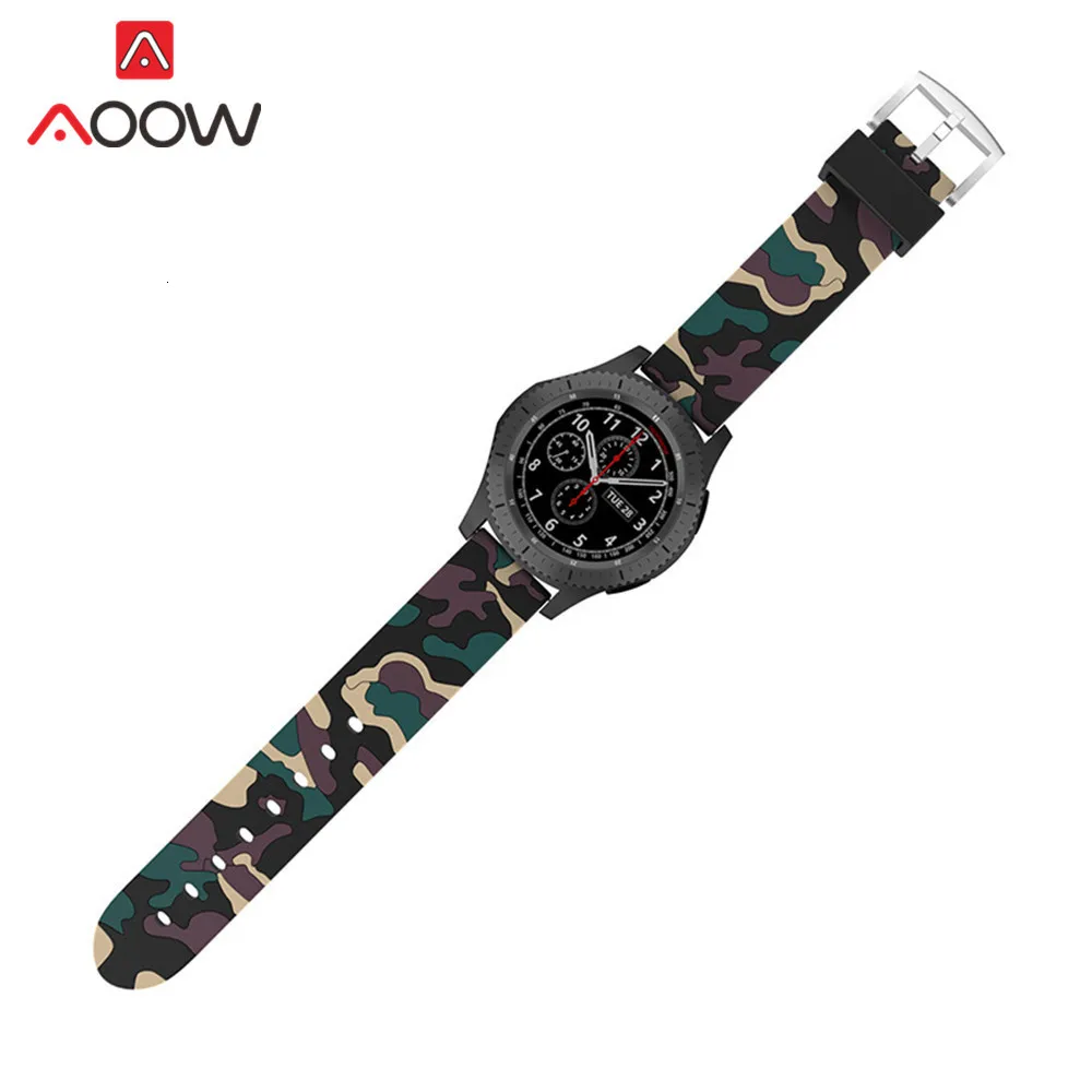 20mm 22mm High Quality Silicone Watchband for Samsung Galaxy Active 42mm 46mm Soft Camouflage Strap Bracelet Band for Gear S2 S3