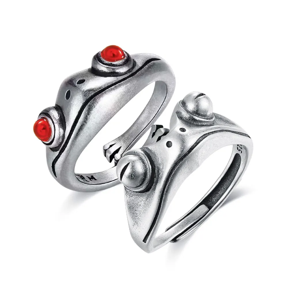 

Bohemian Vintage Frog Ring for Women Artistic Design Retro Opening Resizable Unisex Female Statement Rings Silver Color Gift