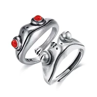 bohemian vintage frog ring for women artistic design retro opening resizable unisex female statement rings silver color gift