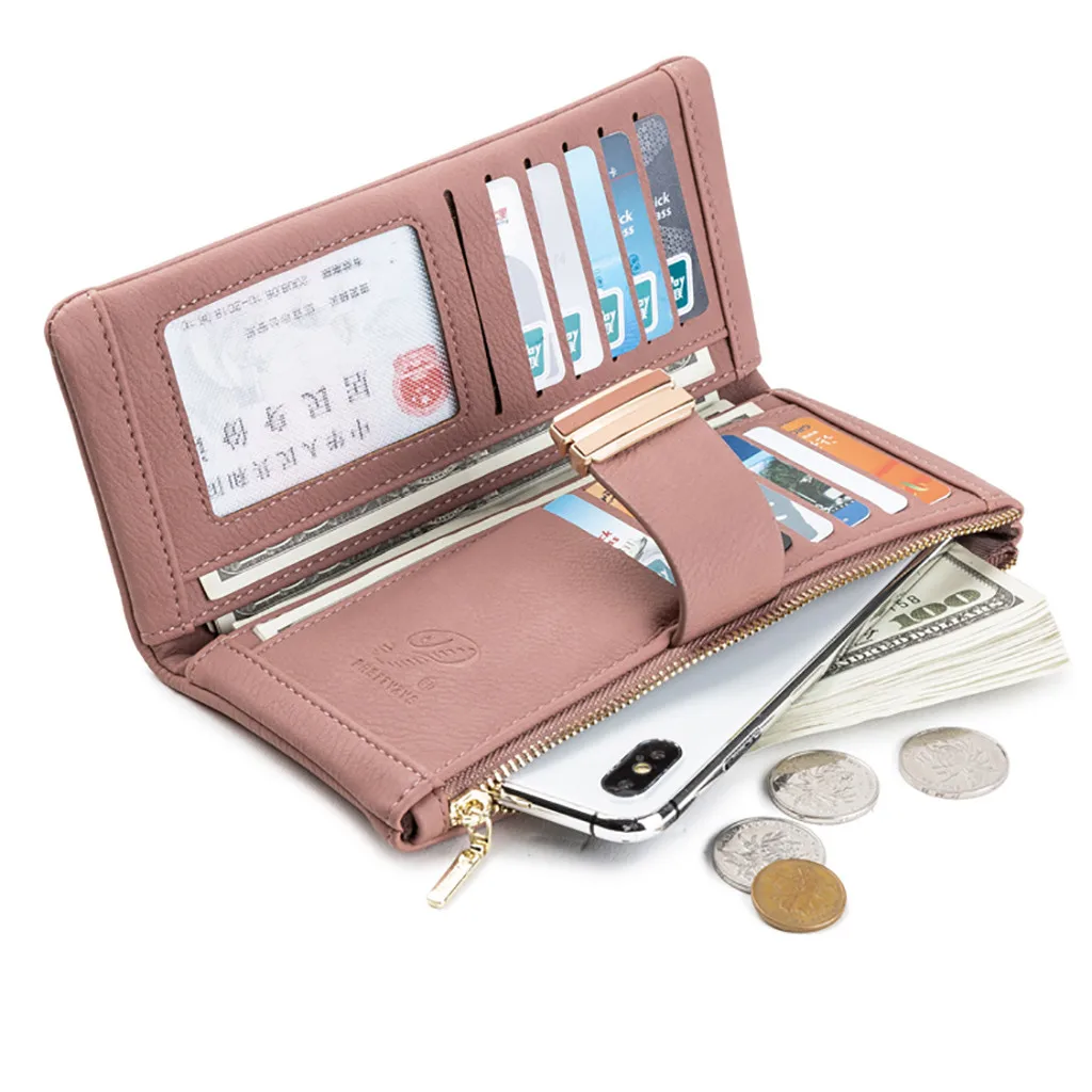 Женский Длинный кошелек повседневный Многофункциональный клатч на молнии с