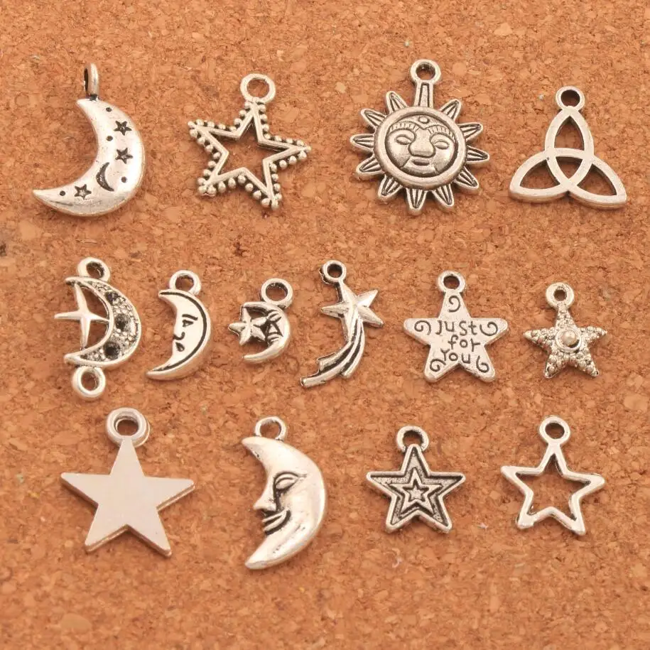 

Mix Star Moon Sun Charm Beads 140PCS zinc alloy Pendants LM59 fashion Jewelry DIY