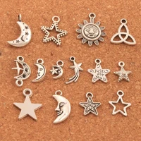 mix star moon sun charm beads 140pcs zinc alloy pendants lm59 fashion jewelry diy