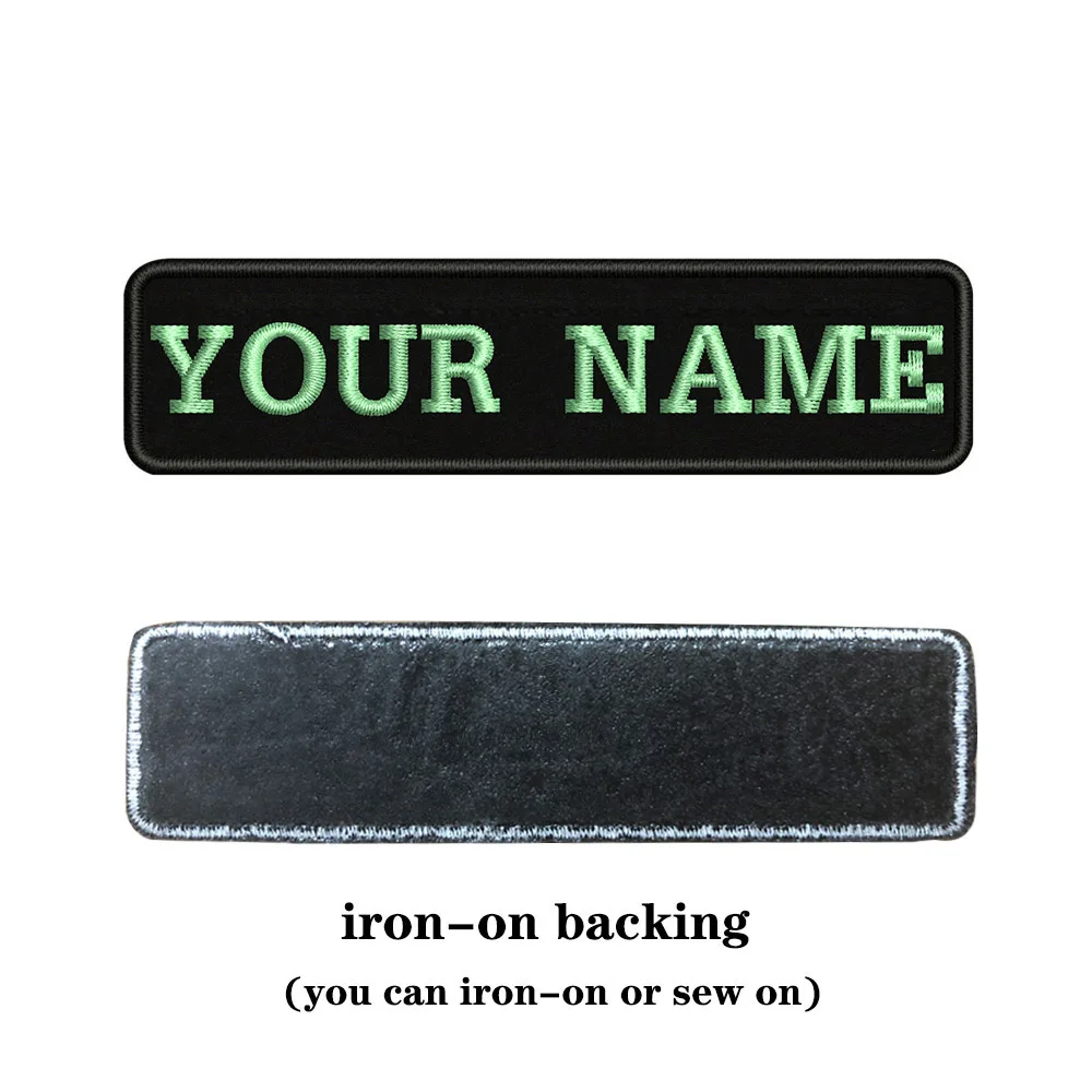 Light blue-iron on На заказ Вышивка имя заплатка с текстом 10 см* 2,5 см значок железная или пришить или липучка Подложка для одежды брюки рюкзак шляпа - Цвет: Light blue-iron on