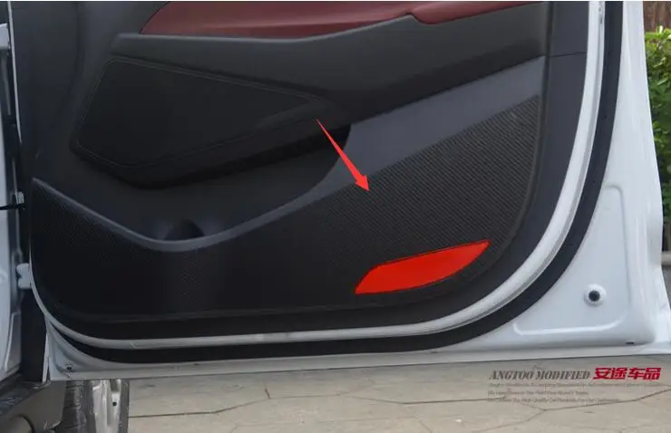 Для hyundai Tucson аксессуары 4 шт./компл. защита дверей автомобиля из углеродного волокна дыхательная пленка анти-кик коврик для 4 дверей