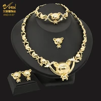 nigerian wedding jewelry set xoxo bear crystal luxury necklace african fashion gold bracelet ethiopian earring ring dubai
