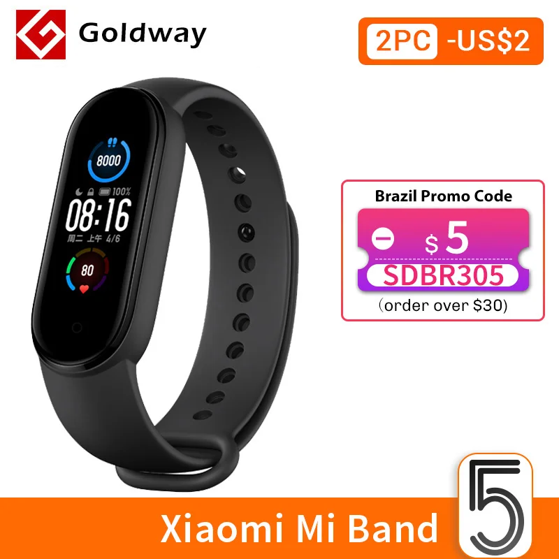 

Смарт-браслет ForXiaomi Mi Band 5, 4 цвета, AMOLED экран