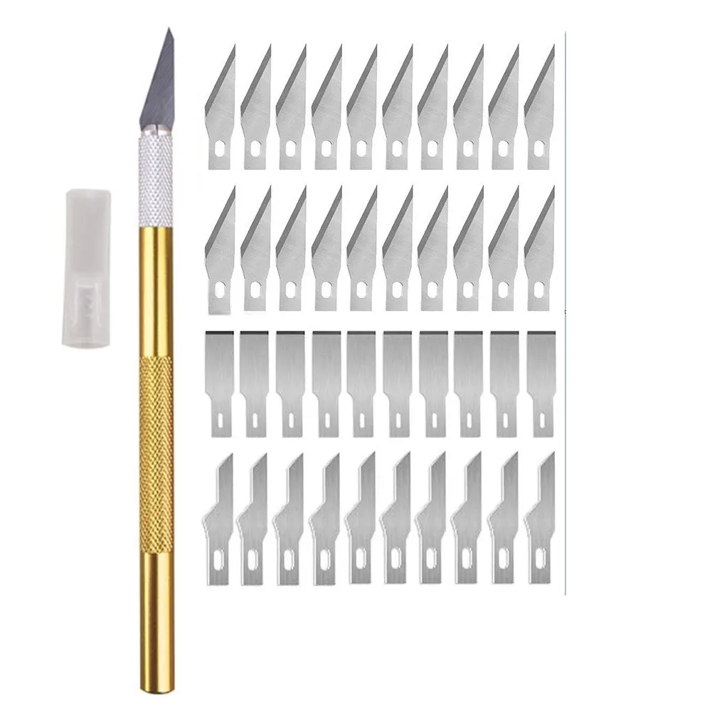 

Non Slip Metal Scalpel Kn-ife Cutter Engraving Craft Blade 40pc Multi Blades Mobile Phone PCB DIY Repair Hand Tool
