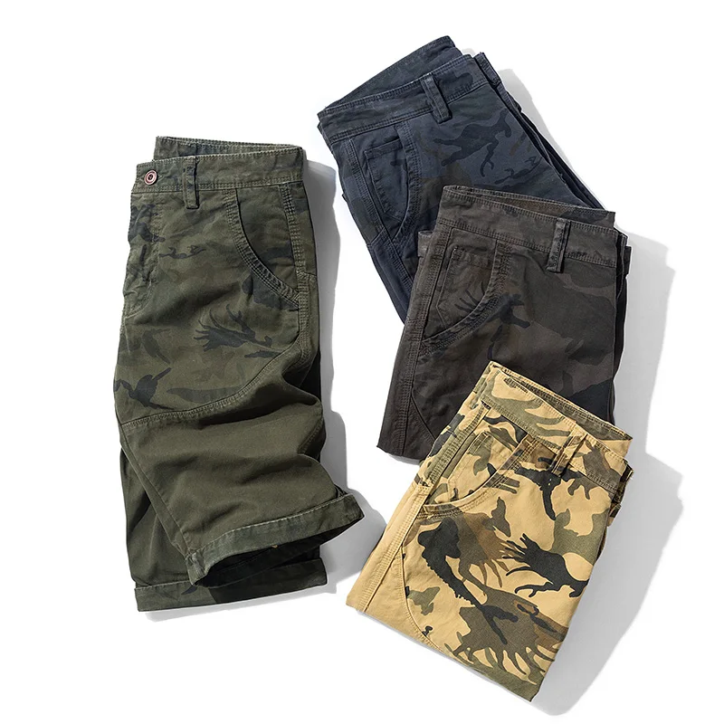 

HENCHIRY Summer Casual Men's Tooling Shorts Breeches Pure Cotton Capris Fashion Straight Pants Breathable Beach Shorts Looseable