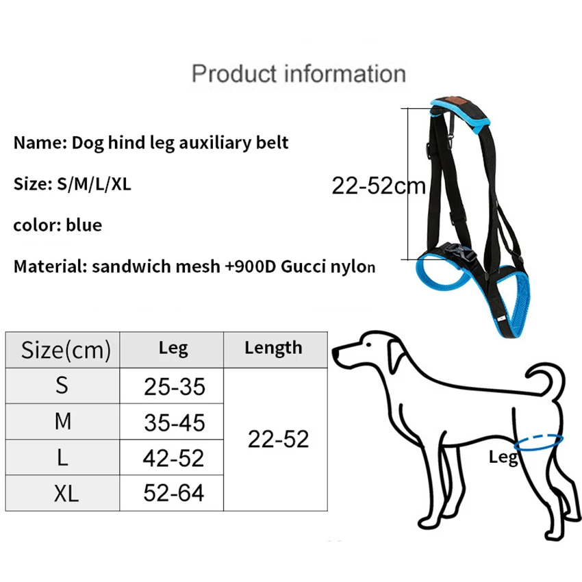 

Pet Dog Harness Dog Sling Lift Harness Leg Brace Hind Leg Help Walking Dogs Pet Balance Harness Auxiliary Belt Strap