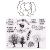 2121 new trees leaves stamp and dies transparent clear silicone stamp cutting die set for diy scrapbooking photo decorative