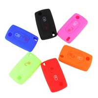2 buttons silicone solid case remote cover folding key wih emblems fit for peugeot 208 207 3008 308 rcz 408 2008 407 307