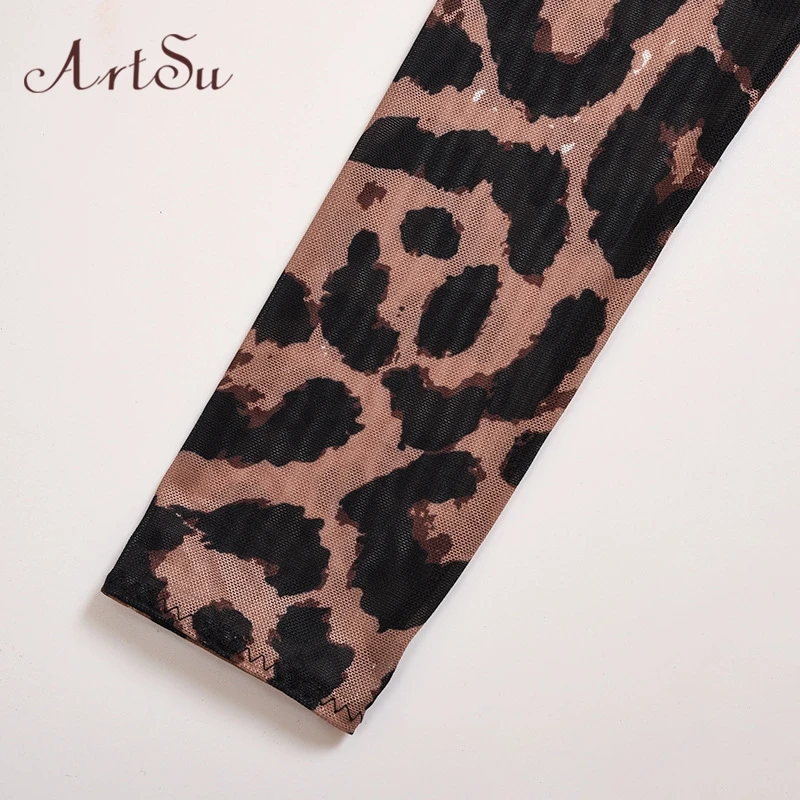 

Artsu 2020 Sexy Autumn Bodysuit Leopard Women Black Long Sleeve Sexy Bodysuit Ladies Hollow Out Bodycon Overalls 41199