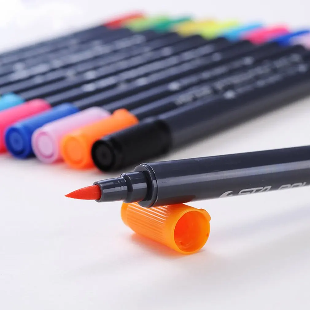 

1 шт. маркер на водной основе, Мягкая двусторонняя головка, ручка для акварели, цветная ручка, ручка для ручной росписи, кисть для письма, случ...