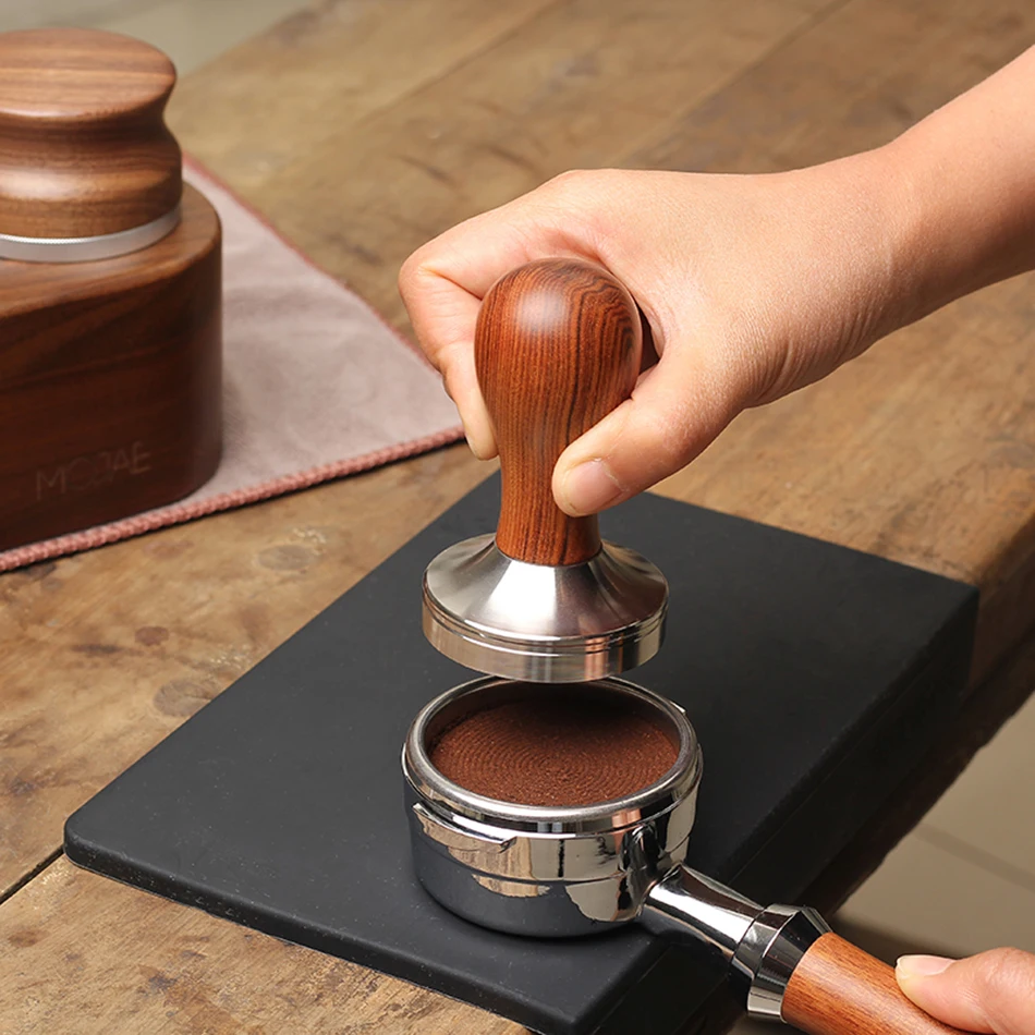 Compactador de caf&eacute; de acero inoxidable 58/58, mango de martillo, Base plana, accesorios de caf&eacute; Espresso Barista, 51/53/304. 3MM-2