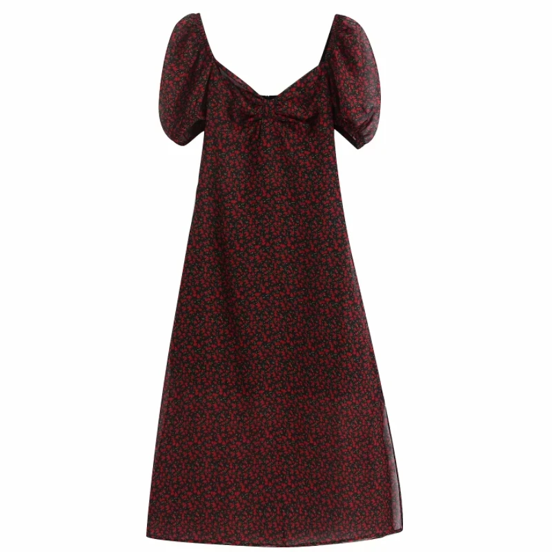 Новое женское элегантное шифоновое платье миди с цветочным принтом Повседневное