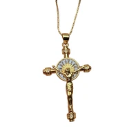 classic western jesus cross necklace jewelry 2021 metal plated gold zircon pendant neck for womenen