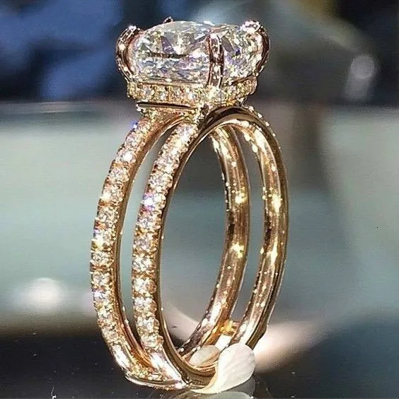 Klassieke Cirkel роскошная инкрустация Aaa циркониевый камень Ringen Voor Vrouwen Mode Bruiloft кольцо